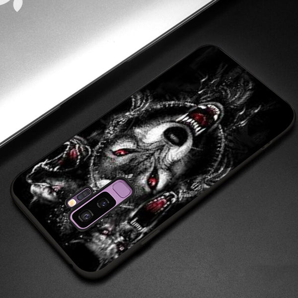 Wolf Eyes Tempered Glass Phone Case for Samsung Galaxy S9 Plus