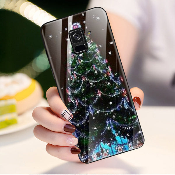 Merry Chrismas Tempered Glass Phone Case for Samsung Galaxy A8 Plus