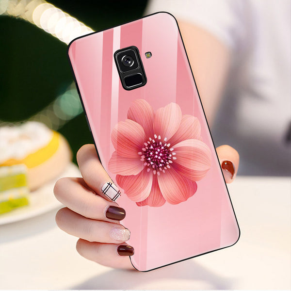 Beautiful Flowers Tempered Glass Phone Case for Samsung Galaxy A8 Plus