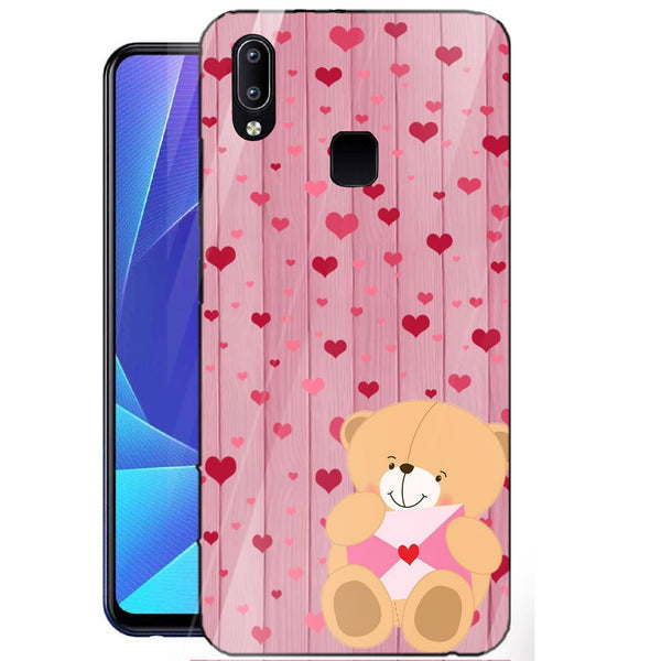 Cute Teddy Bear Tempered Glass Phone Case for Vivo Y91