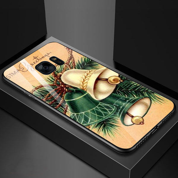 Merry Chrismas Tempered Glass Phone Case for Samsung Galaxy S7