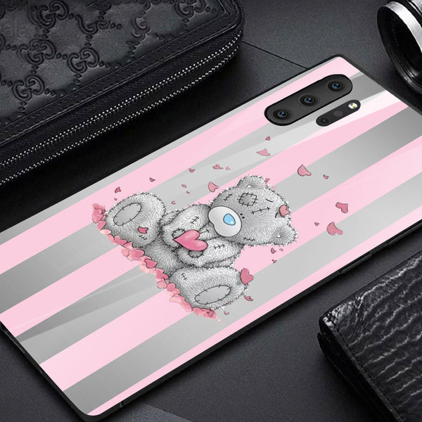 Cute Teddy Bear Tempered Glass Phone Case for Samsung Galaxy Note 10 Plus