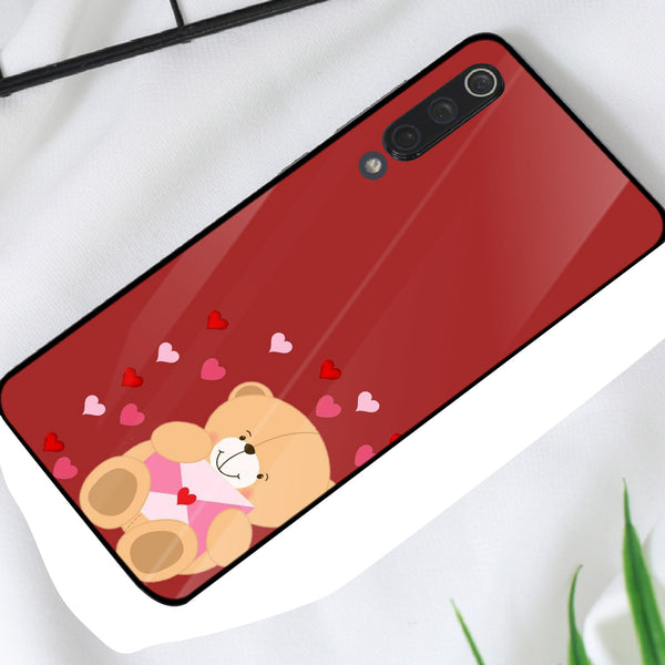 Cute Teddy Bear Tempered Glass Phone Case for Xiaomi Mi 9 SE