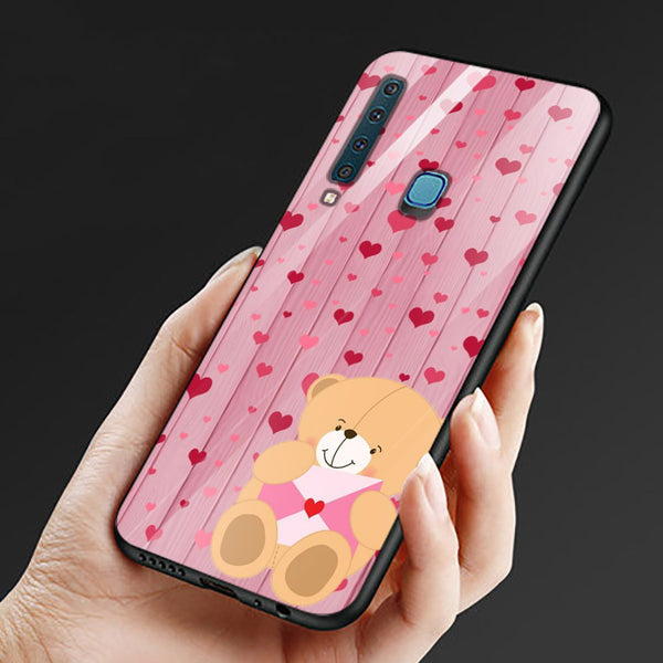 Cute Teddy Bear Tempered Glass Phone Case for Samsung Galaxy A9 2018
