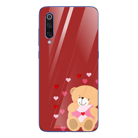 Cute Teddy Bear Tempered Glass Phone Case for Xiaomi Mi 9 SE