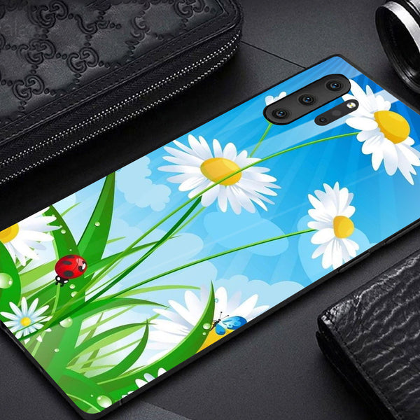 Beautiful Flowers Tempered Glass Phone Case for Samsung Galaxy Note 10 Plus