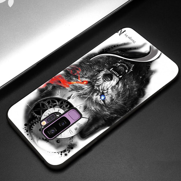 Wolf Eyes Tempered Glass Phone Case for Samsung Galaxy S9 Plus