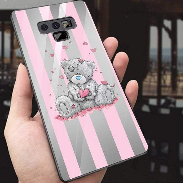 Cute Teddy Bear Tempered Glass Phone Case for Samsung Galaxy Note 9