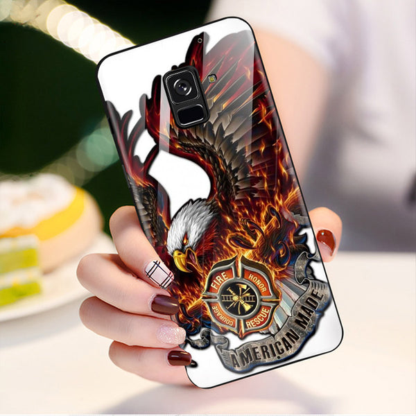 Eagle Tempered Glass Phone Case for Samsung Galaxy A8 Plus