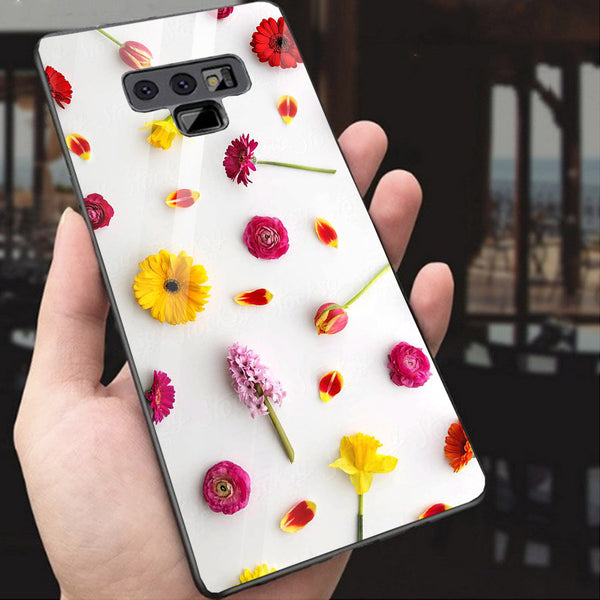 Beautiful Flowers Tempered Glass Phone Case for Samsung Galaxy Note 9