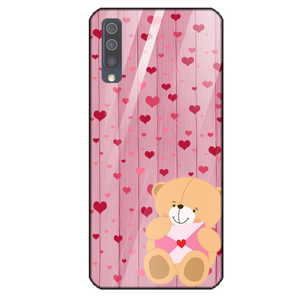 Cute Teddy Bear Tempered Glass Phone Case for Samsung Galaxy A50