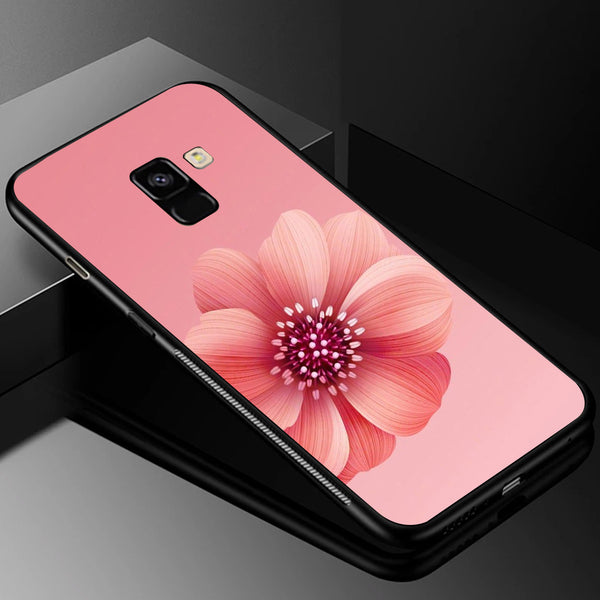Beautiful Flowers Tempered Glass Phone Case for Samsung Galaxy A8 Plus