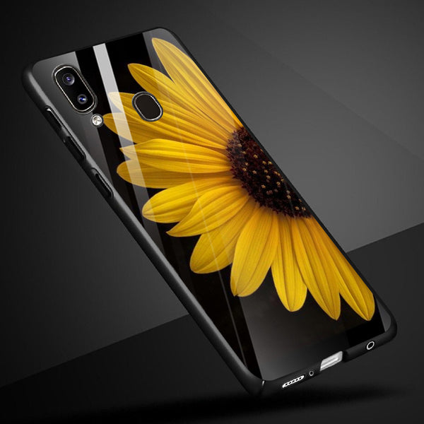 Beautiful Flowers Tempered Glass Phone Case for Samsung Galaxy A20