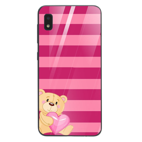 Cute Teddy Bear Tempered Glass Phone Case for Samsung Galaxy A10