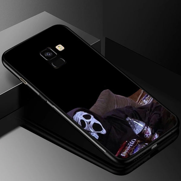 Halloween Skull Tempered Glass Phone Case for Samsung Galaxy A8 Plus