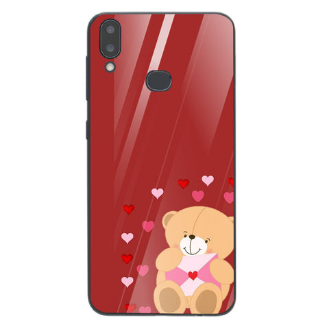 Cute Teddy Bear Tempered Glass Phone Case for Samsung Galaxy A10S