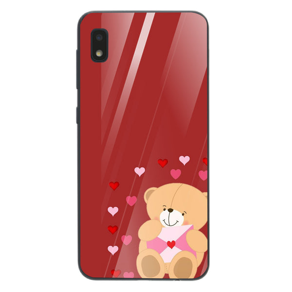 Cute Teddy Bear Tempered Glass Phone Case for Samsung Galaxy A10