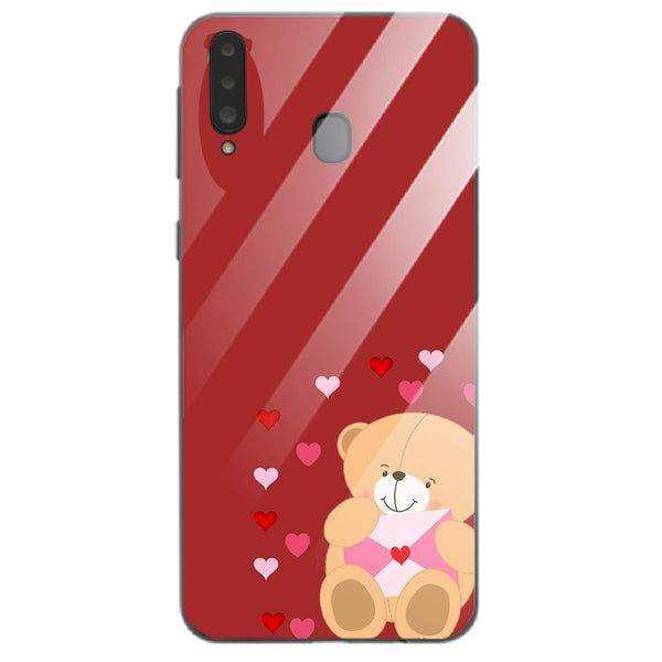 Cute Teddy Bear Tempered Glass Phone Case for Samsung