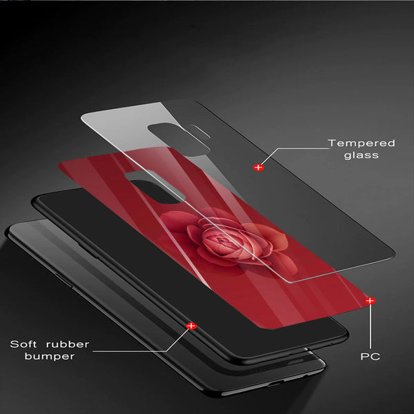 Beautiful Flowers Tempered Glass Phone Case for Samsung Galaxy S9