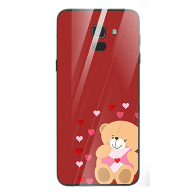 Cute Teddy Bear Tempered Glass Phone Case for Samsung Galaxy J6 2018