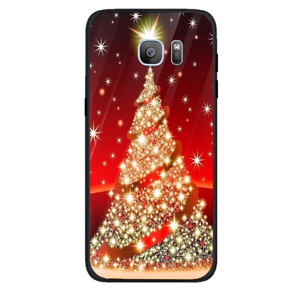 Merry Chrismas Tempered Glass Phone Case for Samsung Galaxy S7