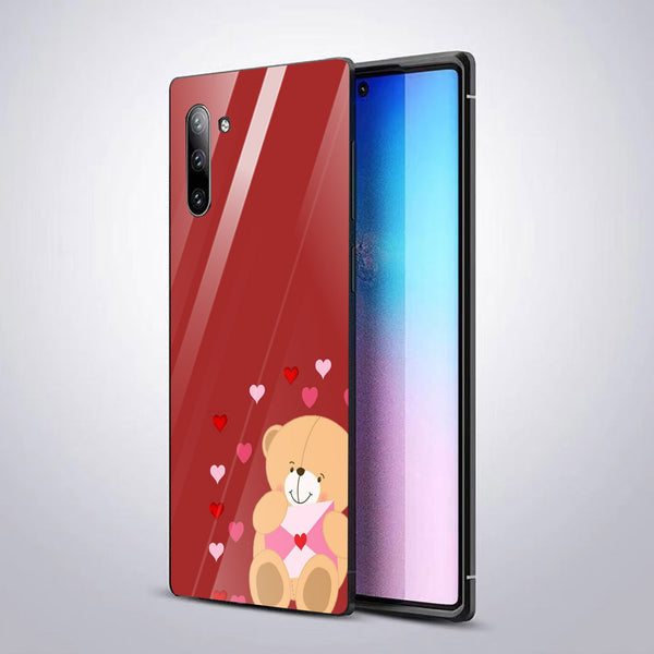 Cute Teddy Bear Tempered Glass Phone Case for Samsung Galaxy Note 10