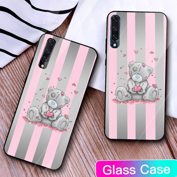 Cute Teddy Bear Tempered Glass Phone Case for Samsung Galaxy A50S