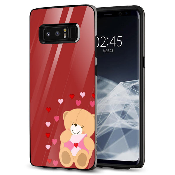 Cute Teddy Bear Tempered Glass Phone Case for Samsung Galaxy Note 8