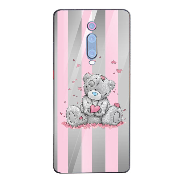 Cute Teddy Bear Tempered Glass Phone Case for Xiaomi Redmi K20 Pro