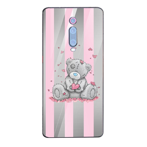 Cute Teddy Bear Tempered Glass Phone Case for Xiaomi Redmi K20