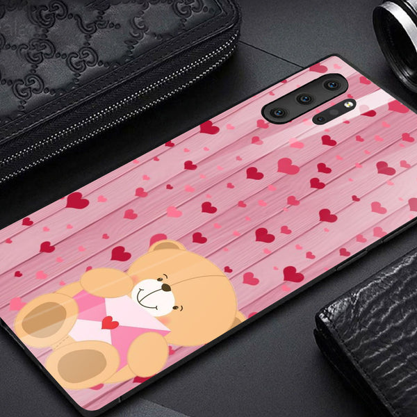 Cute Teddy Bear Tempered Glass Phone Case for Samsung Galaxy Note 10 Plus