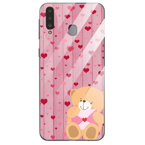 Cute Teddy Bear Tempered Glass Phone Case for Samsung