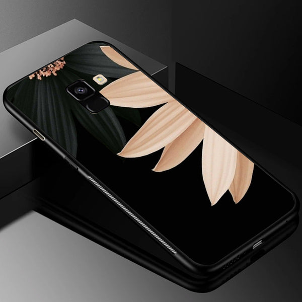 Beautiful Flowers Tempered Glass Phone Case for Samsung Galaxy A8 Plus