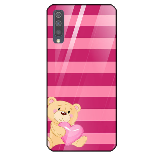 Cute Teddy Bear Tempered Glass Phone Case for Samsung Galaxy A50
