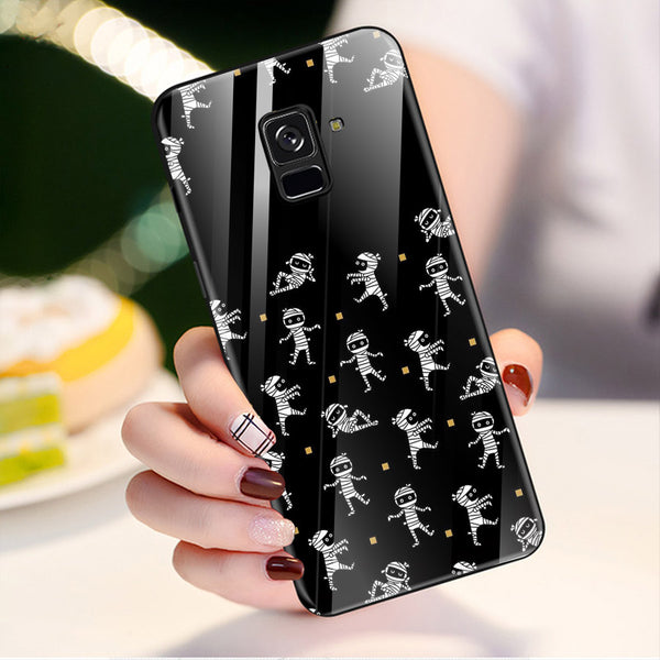 Halloween Skull Tempered Glass Phone Case for Samsung Galaxy A8 Plus