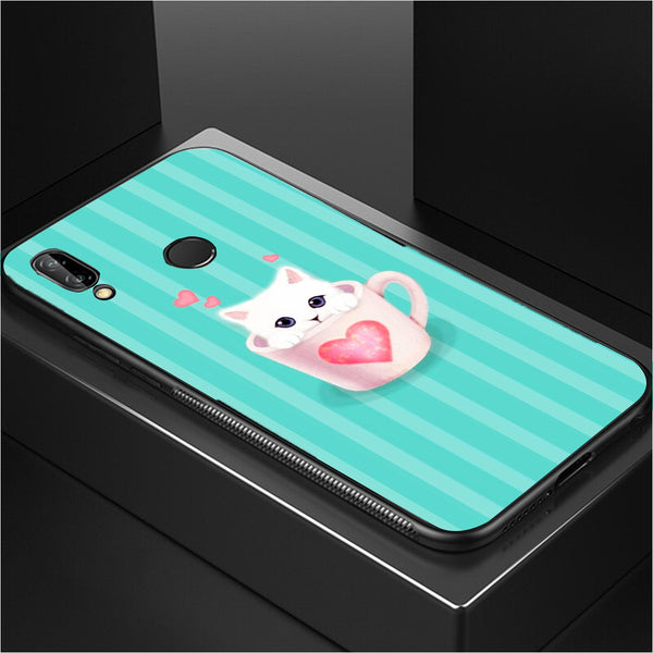 Cute Teddy Bear Tempered Glass Phone Case for Samsung Galaxy A20