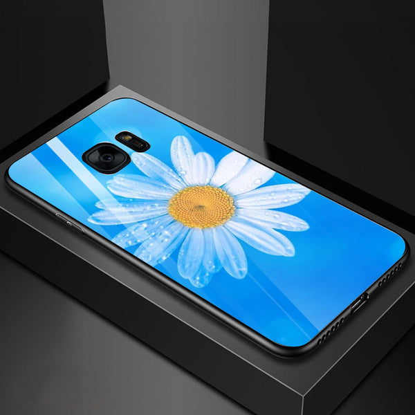 Beautiful Flowers Tempered Glass Phone Case for Samsung Galaxy S7 Edge