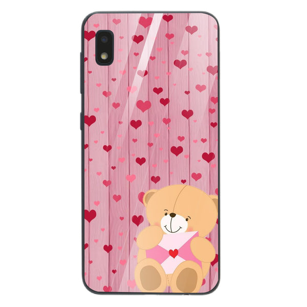 Cute Teddy Bear Tempered Glass Phone Case for Samsung Galaxy A10