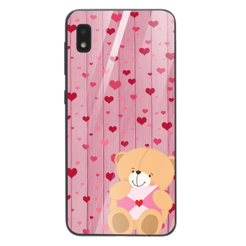 Cute Teddy Bear Tempered Glass Phone Case for Samsung Galaxy A10