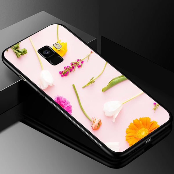 Beautiful Flowers Tempered Glass Phone Case for Samsung Galaxy A8 Plus