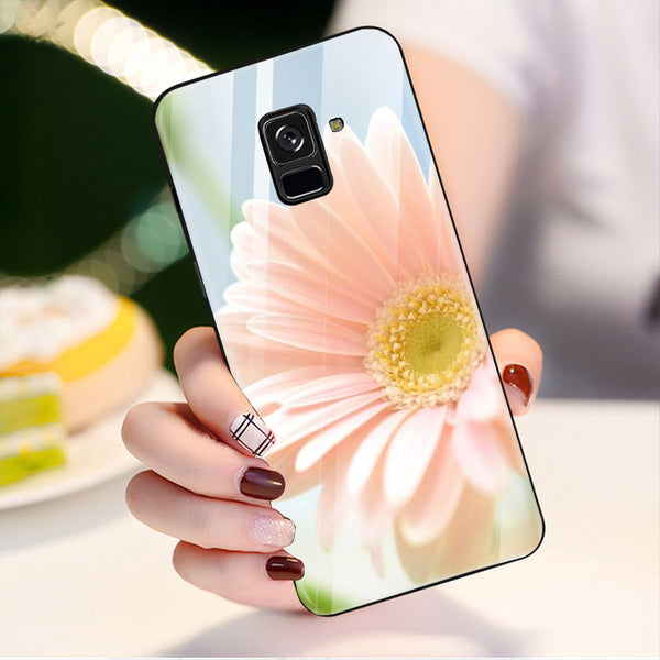 Beautiful Flowers Tempered Glass Phone Case for Samsung Galaxy A8 Plus