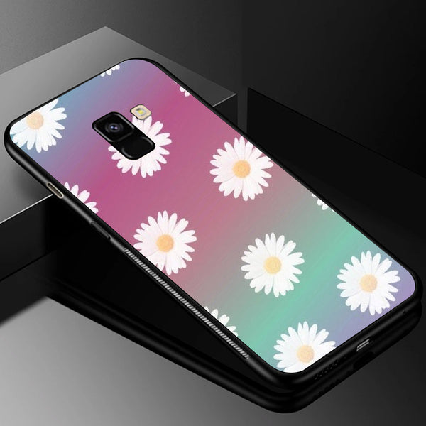 Beautiful Flowers Tempered Glass Phone Case for Samsung Galaxy A8 Plus