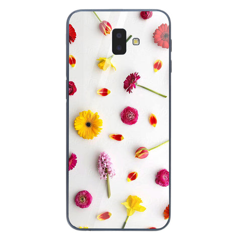 Beautiful Flowers Tempered Glass Phone Case for Samsung Galaxy J6 Plus