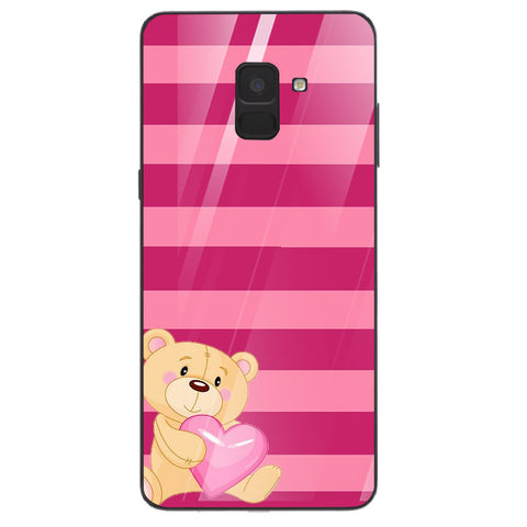 Cute Teddy Bear Tempered Glass Phone Case for Samsung Galaxy A8 Plus