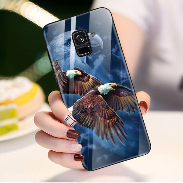 Eagle Tempered Glass Phone Case for Samsung Galaxy A8 Plus