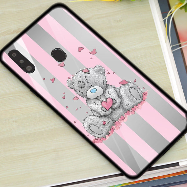 Cute Teddy Bear Tempered Glass Phone Case for Samsung