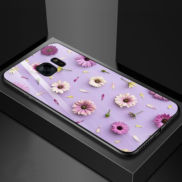 Beautiful Flowers Tempered Glass Phone Case for Samsung Galaxy S7 Edge