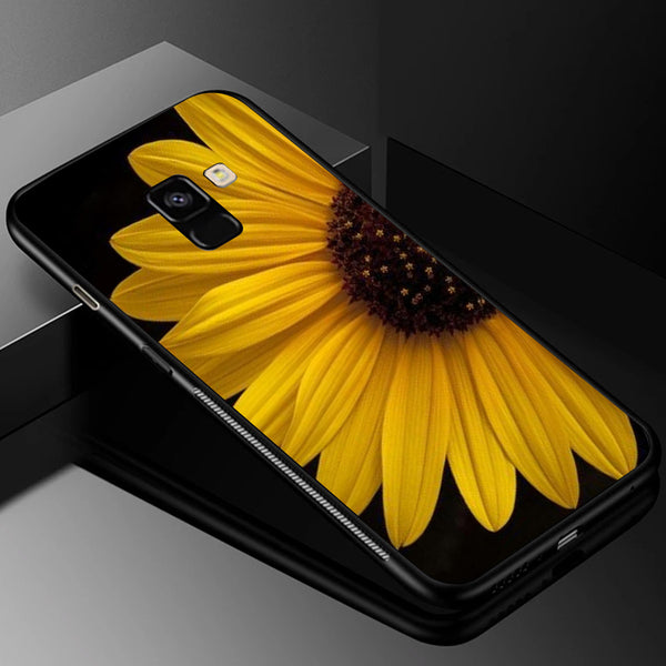 Beautiful Flowers Tempered Glass Phone Case for Samsung Galaxy A8 Plus