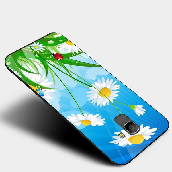 Beautiful Flowers Tempered Glass Phone Case for Samsung Galaxy J6 2018