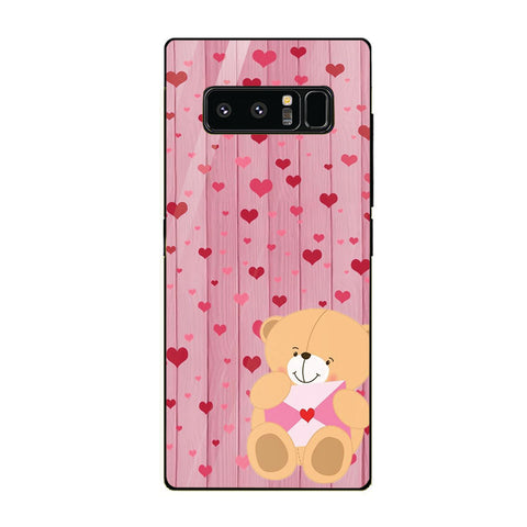 Cute Teddy Bear Tempered Glass Phone Case for Samsung Galaxy Note 8